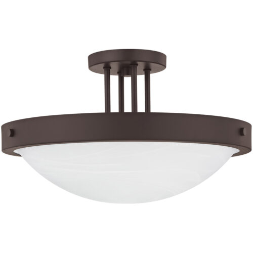 3 Light Bronze Ceiling Light fixture with White Alabaster Glass Shade-Lighting LumensFlush Mount Ceiling Lights