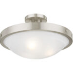 3 Light Brushed Nickel Ceiling Light fixture with White Alabaster Glass Shade-Lighting LumensFlush Mount Ceiling Lights