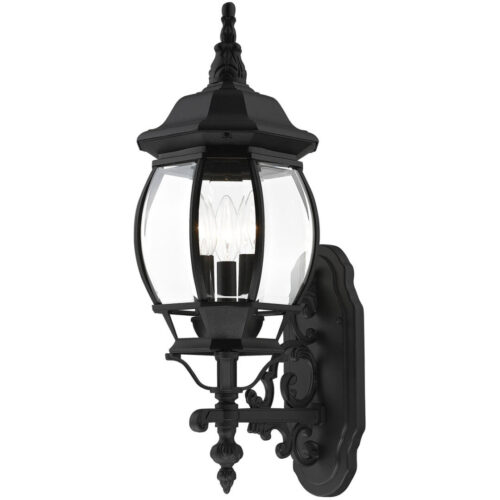 7524-14 3 Light Textured Black Outdoor Wall Lantern-Lighting LumensLantern