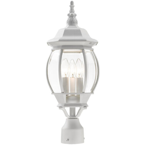 7526-13 3 Light Textured White Outdoor Post Top Lantern-Lighting LumensLantern