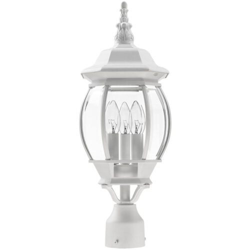 7526-13 3 Light Textured White Outdoor Post Top Lantern-Lighting LumensLantern