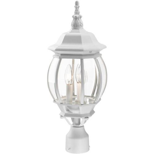 7526-13 3 Light Textured White Outdoor Post Top Lantern-Lighting LumensLantern