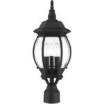 7526-14 3 Light Textured Black Outdoor Post Top Lantern-Lighting LumensLantern