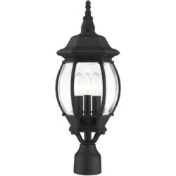 7526-14 3 Light Textured Black Outdoor Post Top Lantern-Lighting LumensLantern