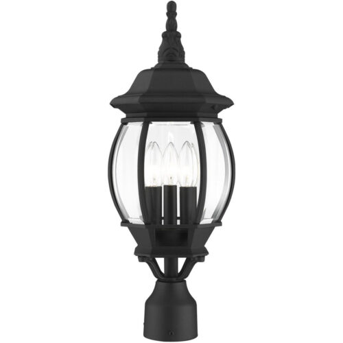 7526-14 3 Light Textured Black Outdoor Post Top Lantern-Lighting LumensLantern