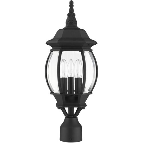 7526-14 3 Light Textured Black Outdoor Post Top Lantern-Lighting LumensLantern