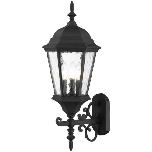 9.5 inch 3 Light TBK Outdoor Wall Lantern Pendant Lighting Fixture with Clear Water Glass Shade-Lighting LumensLantern