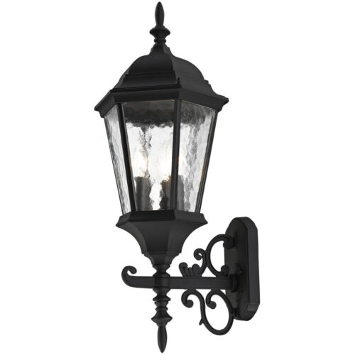 9.5 inch 3 Light TBK Outdoor Wall Lantern Pendant Lighting Fixture with Clear Water Glass Shade-Lighting LumensLantern