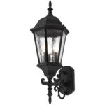 9.5 inch 3 Light TBK Outdoor Wall Lantern Pendant Lighting Fixture with Clear Water Glass Shade-Lighting LumensLantern