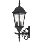 9.5 inch 3 Light TBK Outdoor Wall Lantern Pendant Lighting Fixture with Clear Water Glass Shade-Lighting LumensLantern