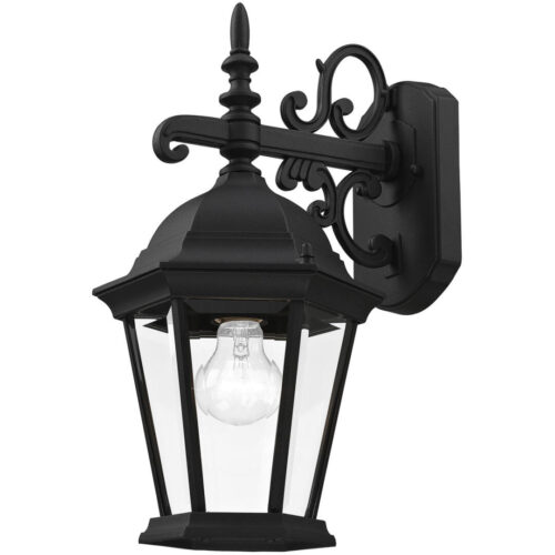 7555-14 1 Light Textured Black Outdoor Wall Lantern-Lighting LumensLantern