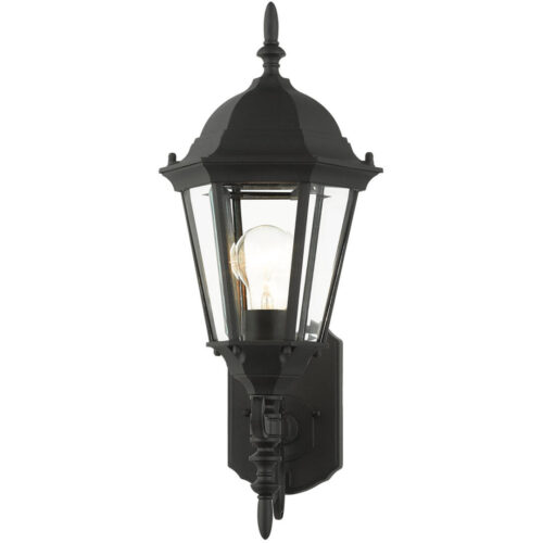 7556-14 1 Light Textured Black Outdoor Wall Lantern-Lighting LumensLantern