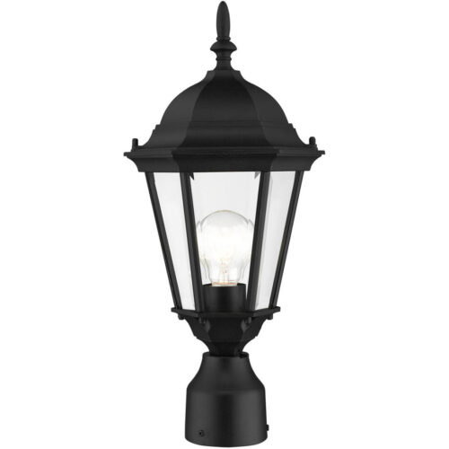 7558-14 1 Light Textured Black Outdoor Post Top Lantern-Lighting LumensLantern