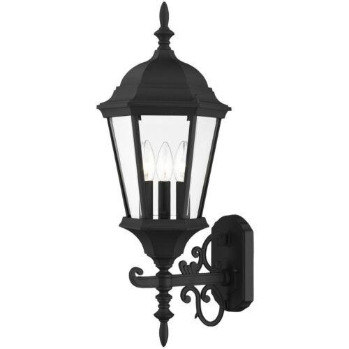 7561-14 3 Light Textured Black Outdoor Wall Lantern-Lighting LumensLantern