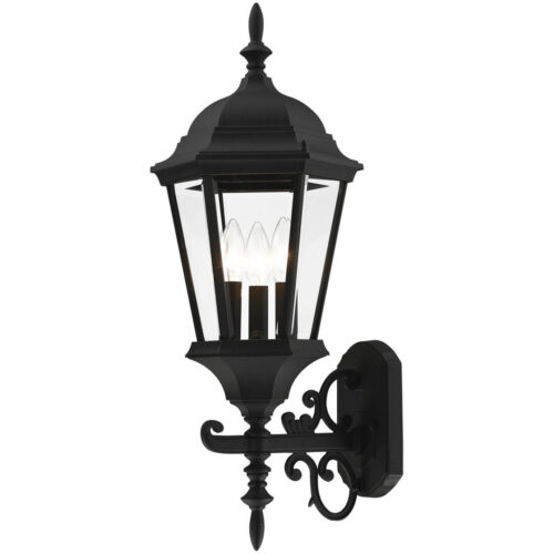 7561-14 3 Light Textured Black Outdoor Wall Lantern-Lighting LumensLantern