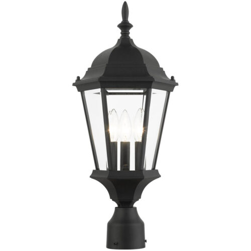 7563-14 3 Light Textured Black Outdoor Post Top Lantern-Lighting LumensLantern