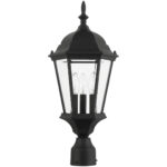 7563-14 3 Light Textured Black Outdoor Post Top Lantern-Lighting LumensLantern