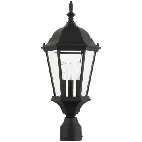 7563-14 3 Light Textured Black Outdoor Post Top Lantern-Lighting LumensLantern