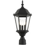 7563-14 3 Light Textured Black Outdoor Post Top Lantern-Lighting LumensLantern