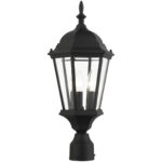 7563-14 3 Light Textured Black Outdoor Post Top Lantern-Lighting LumensLantern