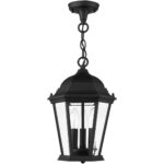 7564-14 3 Light Textured Black Outdoor Pendant Lantern-Lighting LumensLantern