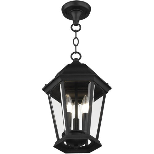 7564-14 3 Light Textured Black Outdoor Pendant Lantern-Lighting LumensLantern