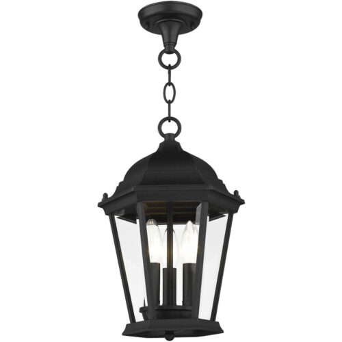 7564-14 3 Light Textured Black Outdoor Pendant Lantern-Lighting LumensLantern