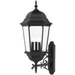 7566-14 3 Light Textured Black Outdoor Wall Lantern-Lighting LumensLantern