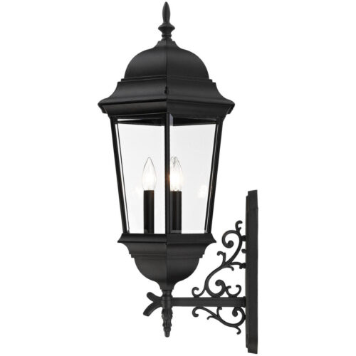 7566-14 3 Light Textured Black Outdoor Wall Lantern-Lighting LumensLantern