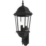 7566-14 3 Light Textured Black Outdoor Wall Lantern-Lighting LumensLantern