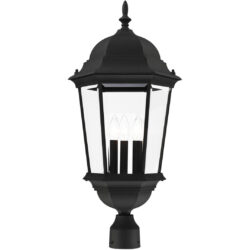 7568-14 3 Light Textured Black Outdoor Post Top Lantern-Lighting LumensLantern