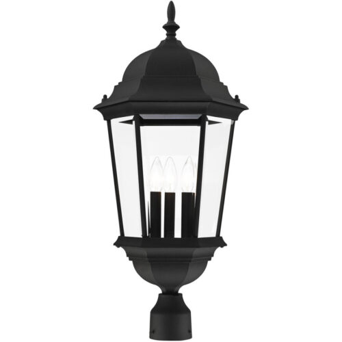 7568-14 3 Light Textured Black Outdoor Post Top Lantern-Lighting LumensLantern