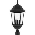 7568-14 3 Light Textured Black Outdoor Post Top Lantern-Lighting LumensLantern