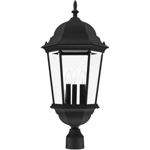 7568-14 3 Light Textured Black Outdoor Post Top Lantern-Lighting LumensLantern