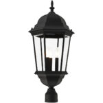 7568-14 3 Light Textured Black Outdoor Post Top Lantern-Lighting LumensLantern