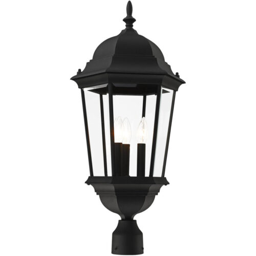 7568-14 3 Light Textured Black Outdoor Post Top Lantern-Lighting LumensLantern