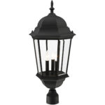 7568-14 3 Light Textured Black Outdoor Post Top Lantern-Lighting LumensLantern