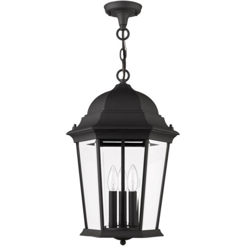 7569-14 3 Light Textured Black Outdoor Pendant Lantern-Lighting LumensLantern