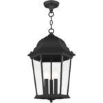 7569-14 3 Light Textured Black Outdoor Pendant Lantern-Lighting LumensLantern