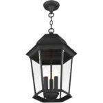 7569-14 3 Light Textured Black Outdoor Pendant Lantern-Lighting LumensLantern