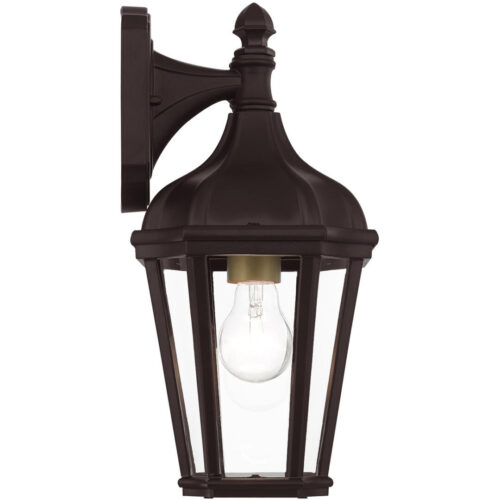 7 inch 1 Light Bronze Outdoor Wall Lantern with Clear Glass Shade-Lighting LumensLantern