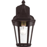 7 inch 1 Light Bronze Outdoor Wall Lantern with Clear Glass Shade-Lighting LumensLantern