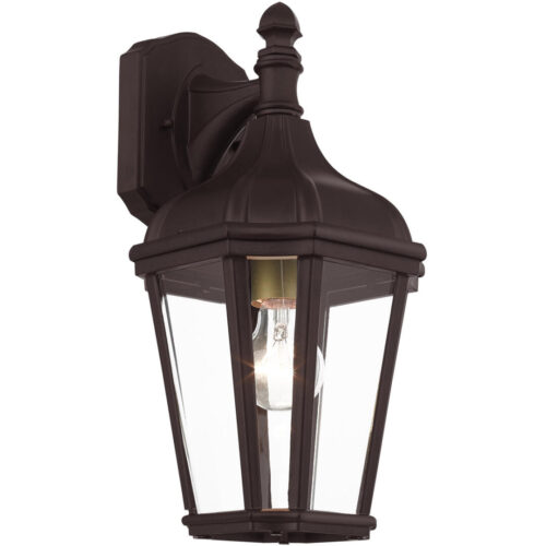 7 inch 1 Light Bronze Outdoor Wall Lantern with Clear Glass Shade-Lighting LumensLantern