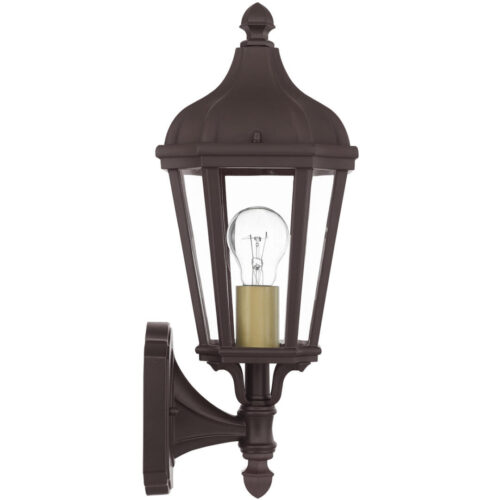 7 inch 1 Light Bronze Outdoor Wall Lantern with Clear Glass Shade-Lighting LumensLantern