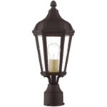 1 Light Bronze Outdoor Post Top Lantern with Clear Glass Shade-Lighting LumensLantern