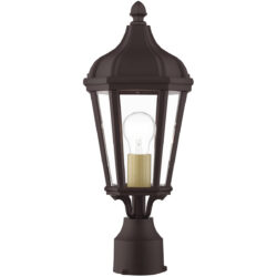 1 Light Bronze Outdoor Post Top Lantern with Clear Glass Shade-Lighting LumensLantern