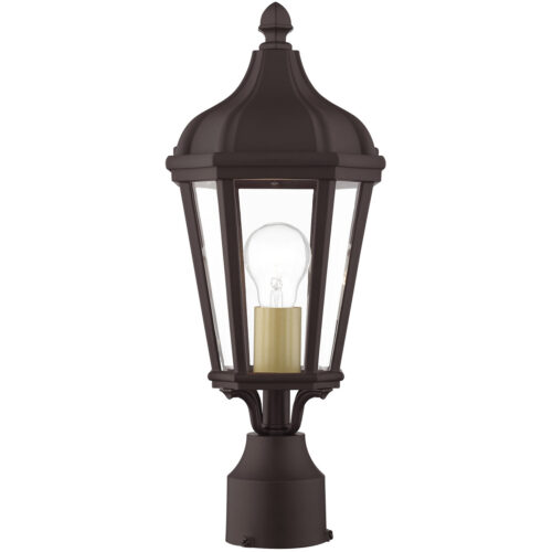 1 Light Bronze Outdoor Post Top Lantern with Clear Glass Shade-Lighting LumensLantern