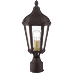 1 Light Bronze Outdoor Post Top Lantern with Clear Glass Shade-Lighting LumensLantern