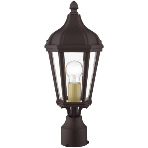 1 Light Bronze Outdoor Post Top Lantern with Clear Glass Shade-Lighting LumensLantern