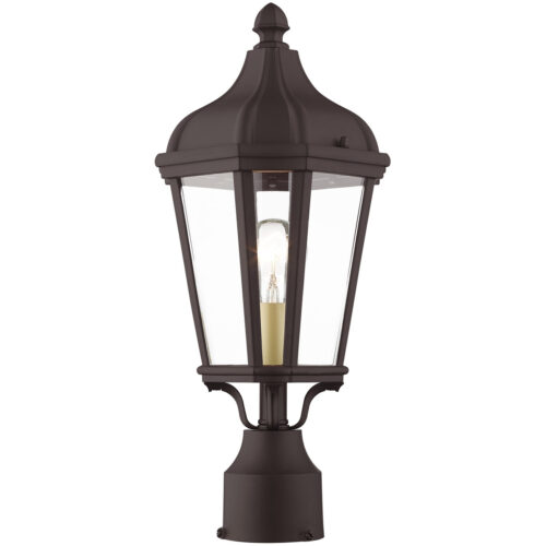 1 Light Bronze Outdoor Post Top Lantern with Clear Glass Shade-Lighting LumensLantern